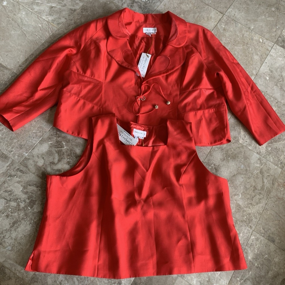 Donna Vinci Woman's NWT Red 2 Piece Jacket Set Plus Size 30 Embellished